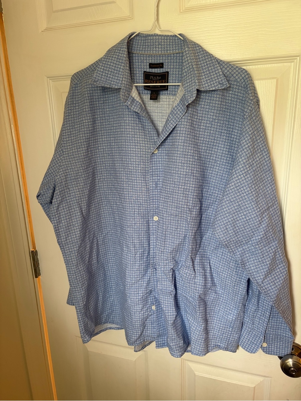 Joseph A Light Blue Patterned Casual Button-Down Shirt